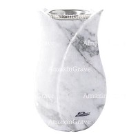 Grabvase Tulipano 20cm Carrara Marmor, Stahl Innen